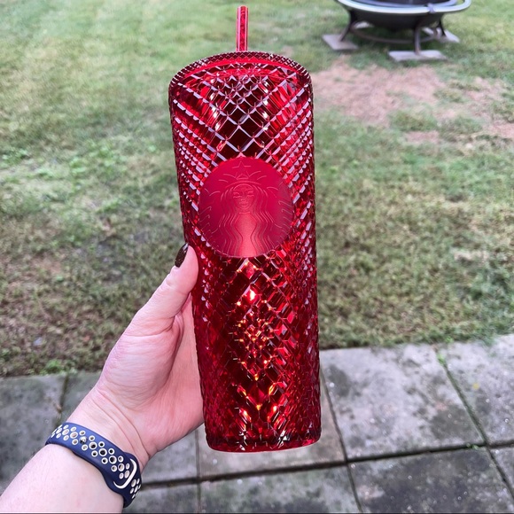 2021 Starbucks Limited Edition Jewel Tone Diamond Texture Red Venti Tumbler New